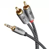 Cabo de áudio Goobay 65285 jack 3,5 mm para 2×Cinch, 1 m, cobre, contactos dourados, blindagem magnética (prateado/preto)