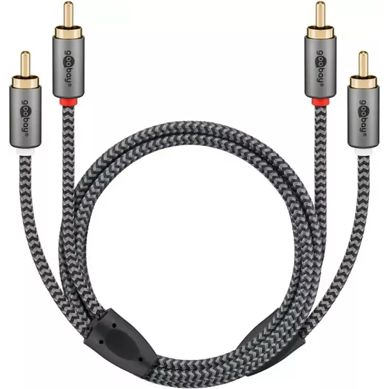 Cabo de áudio WENTRONIC Goobay 65292 — 2×fichas Cinch para 2×fichas Cinch, 1 m, cobre, dourado, blindagem magnética
