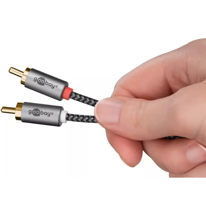 Cabo de áudio WENTRONIC Goobay 65292 — 2×fichas Cinch para 2×fichas Cinch, 1 m, cobre, dourado, blindagem magnética