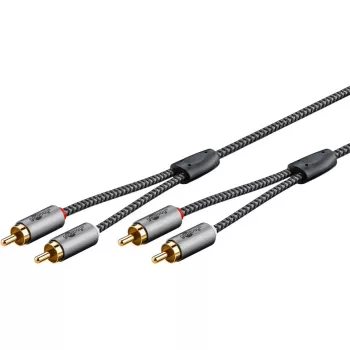 Cabo de áudio WENTRONIC Goobay 65292 — 2×fichas Cinch para 2×fichas Cinch, 1 m, cobre, dourado, blindagem magnética