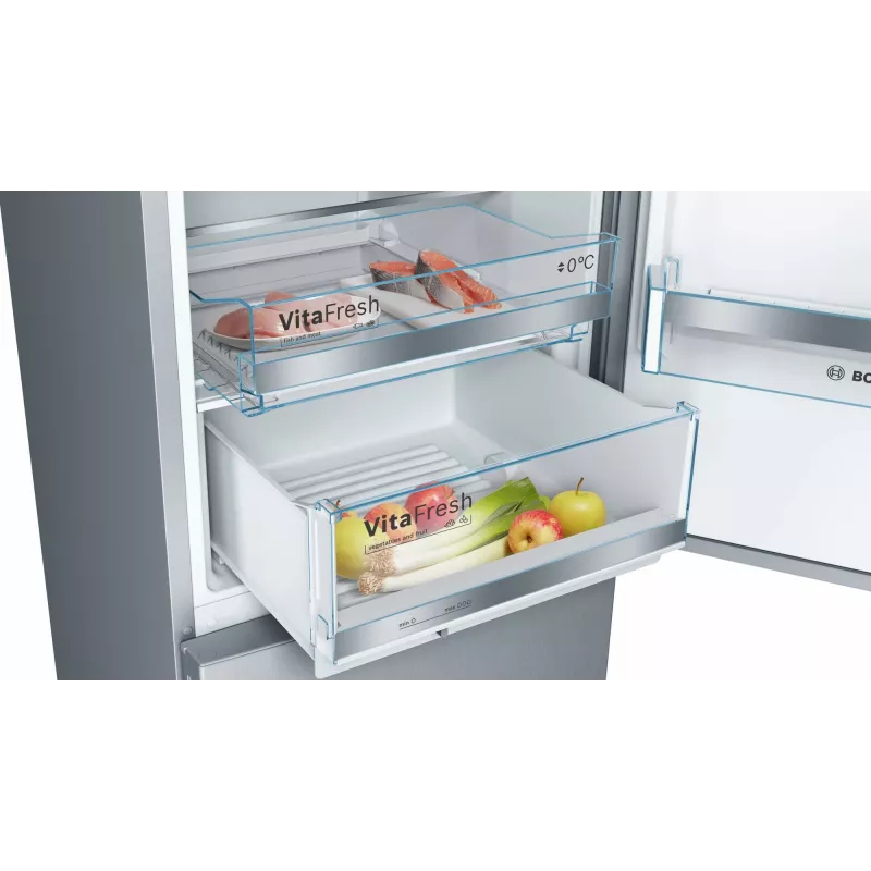 Bosch Serie 6 KGE39AICA frigorífico combinado, de instalação livre, 343 l (249 l + 94 l), 201 cm, classe energética C, aço inoxidável