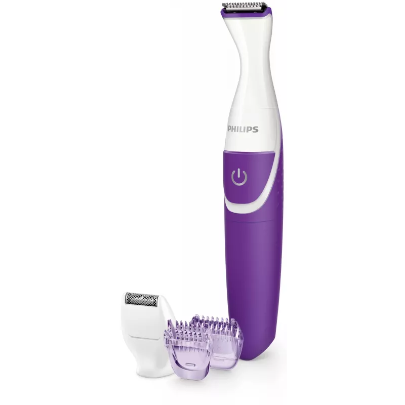 Aparador de zona do biquíni Philips Essential BRT383/15, 3 níveis de comprimento, pilha AA, 120 min de autonomia, branco/violeta