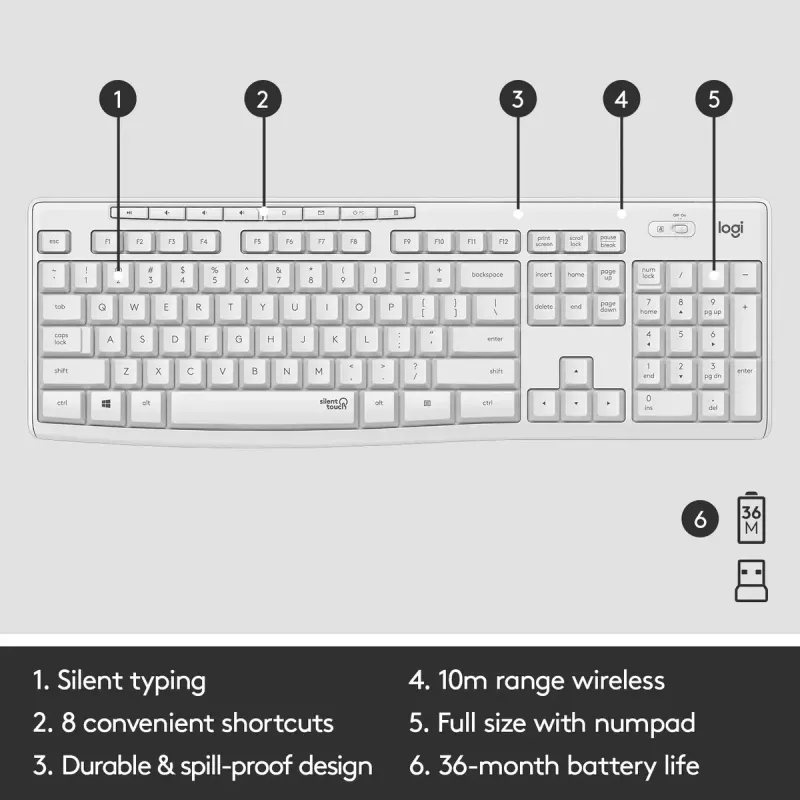 Conjunto de teclado e rato sem fios Logitech MK295 Silent