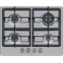 Placa de gás de encastrar Bosch Serie 4 PGH6B5K90, 4 zonas em aço inoxidável, 60 cm, botões rotativos, queimador wok