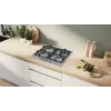 Placa de gás de encastrar Bosch Serie 4 PGH6B5K90, 4 zonas em aço inoxidável, 60 cm, botões rotativos, queimador wok