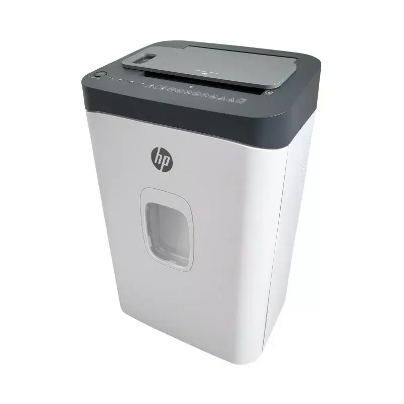 Destruidora de documentos HP ONESHRED Auto 200CC — alimentação automática para 200 folhas, corte micro P-4, recipiente de 28 litros, branco e cinzento