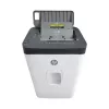 Destruidora de documentos HP ONESHRED Auto 200CC — alimentação automática para 200 folhas, corte micro P-4, recipiente de 28 litros, branco e cinzento