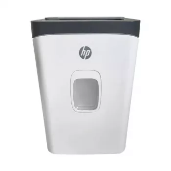 Destruidora de documentos HP ONESHRED Auto 200CC — alimentação automática para 200 folhas, corte micro P-4, recipiente de 28 litros, branco e cinzento