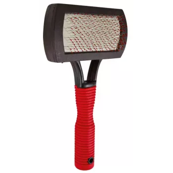 Escova Trixie 2301 escova de borracha para gatos e cães, punho ergonómico antiderrapante, vermelho/preto