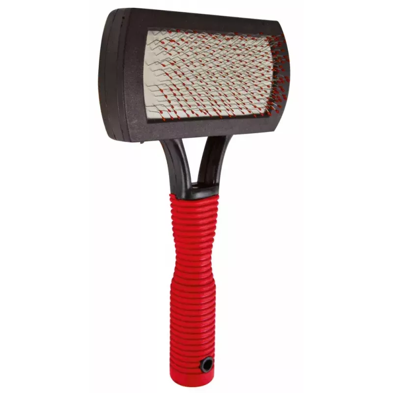 Escova Trixie 2301 escova de borracha para gatos e cães, punho ergonómico antiderrapante, vermelho/preto