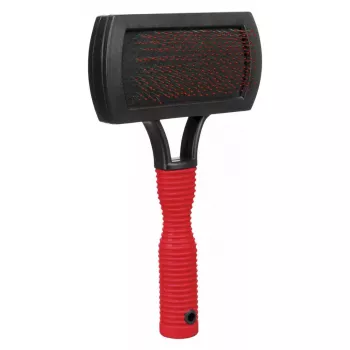 Escova Trixie 2301 escova de borracha para gatos e cães, punho ergonómico antiderrapante, vermelho/preto