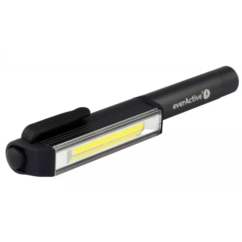 everActive WL-200 lanterna de trabalho de inspeção COB LED, 3 W, 200 lm, IP44, alumínio, ímanes e clipe, 3×AAA