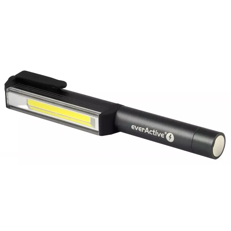everActive WL-200 lanterna de trabalho de inspeção COB LED, 3 W, 200 lm, IP44, alumínio, ímanes e clipe, 3×AAA