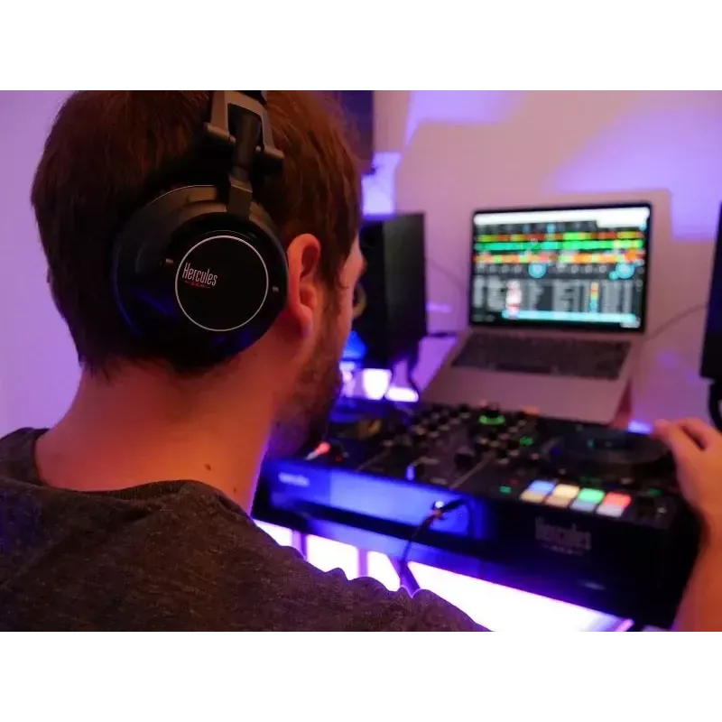 Auscultadores Hercules HDP DJ60 com fios arco de cabeça música preto