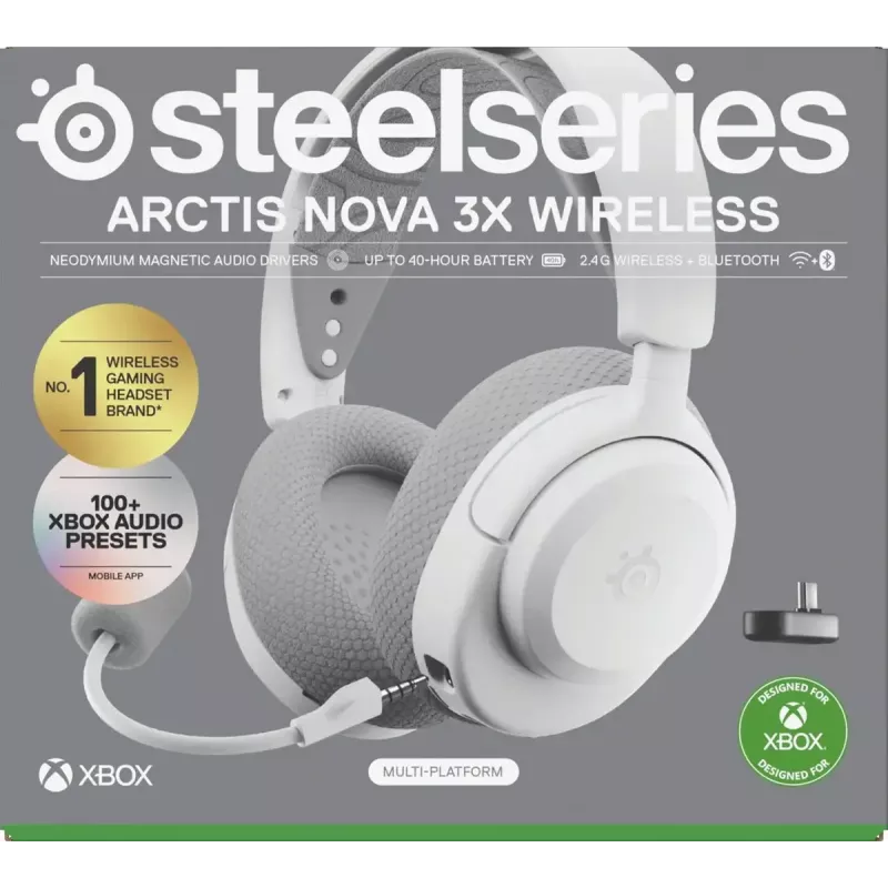 SteelSeries Arctis Nova 3X auscultadores sem fios, Xbox, brancos