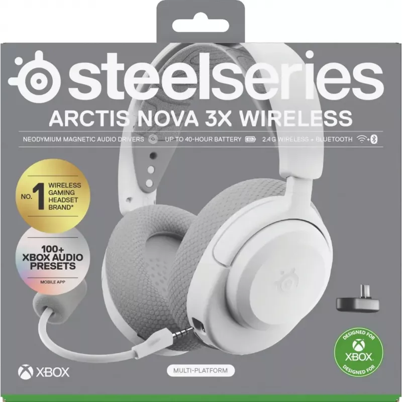 SteelSeries Arctis Nova 3X auscultadores sem fios, Xbox, brancos