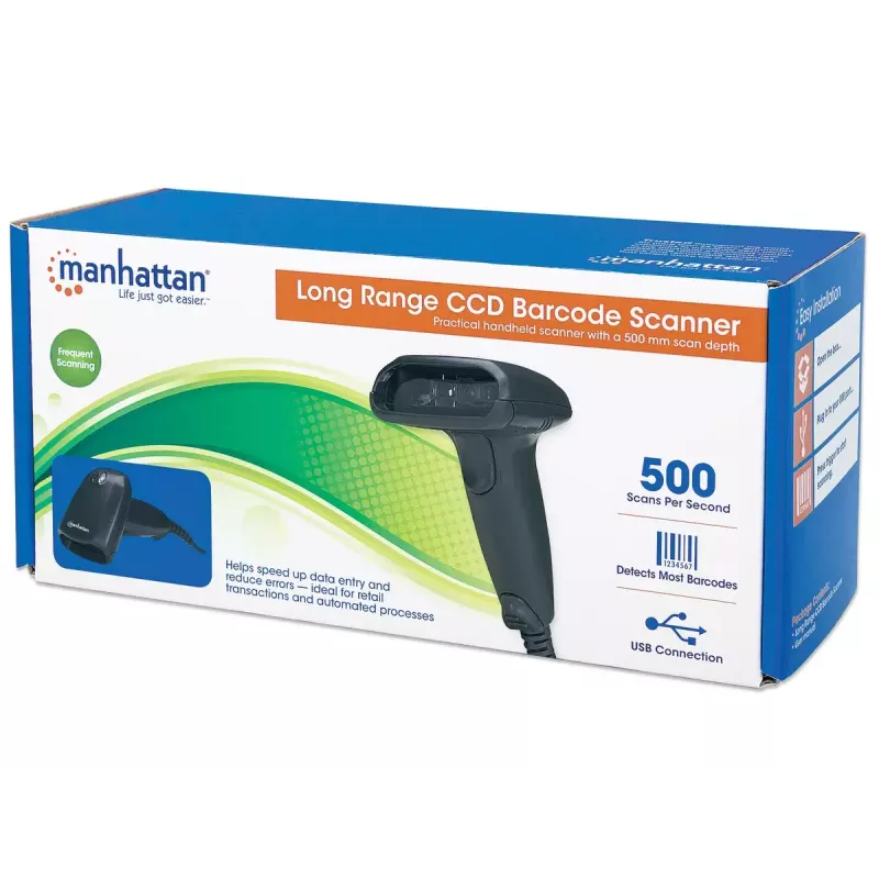 Leitor de códigos de barras portátil Manhattan Long Range CCD