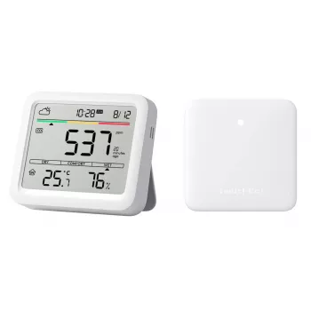 Monitor CO2 SwitchBot Meter Pro — medição de CO2, temperatura e humidade, LCD, pilha (AA), caixa ABS, 5 V, intervalo de temperatura -20–80°C