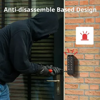 Fechadura inteligente SwitchBot Keypad Touch — acesso por código e impressão digital, preto, pilhas CR123A, sem fios, 38×36×112 mm