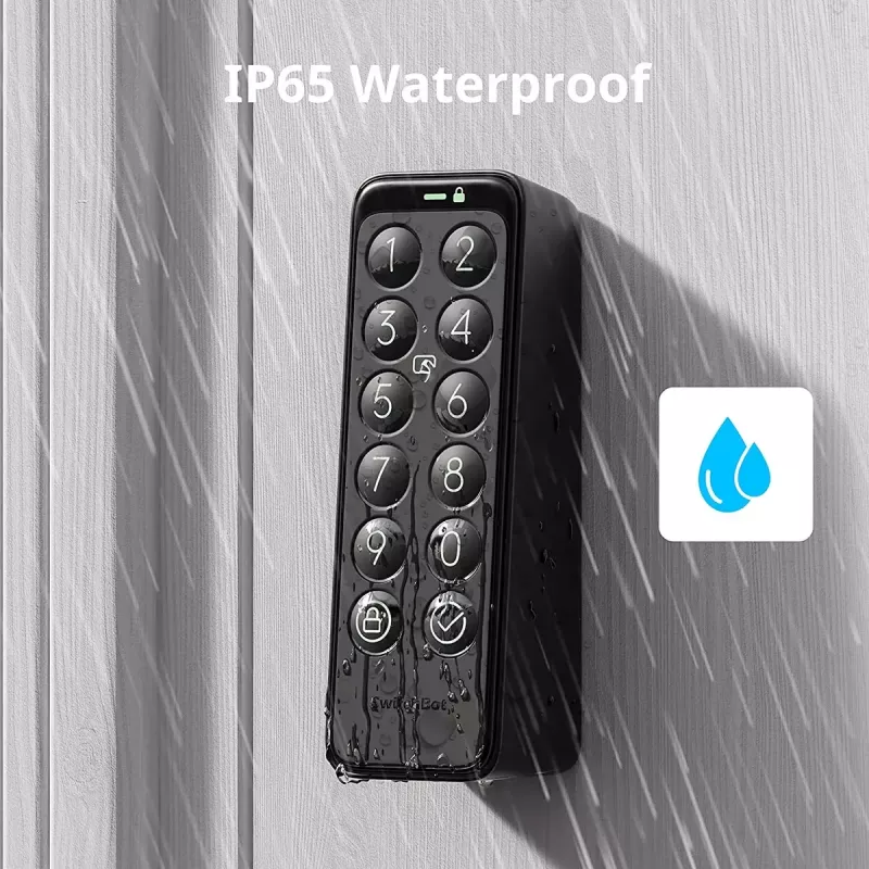 Fechadura inteligente SwitchBot Keypad Touch — acesso por código e impressão digital, preto, pilhas CR123A, sem fios, 38×36×112 mm