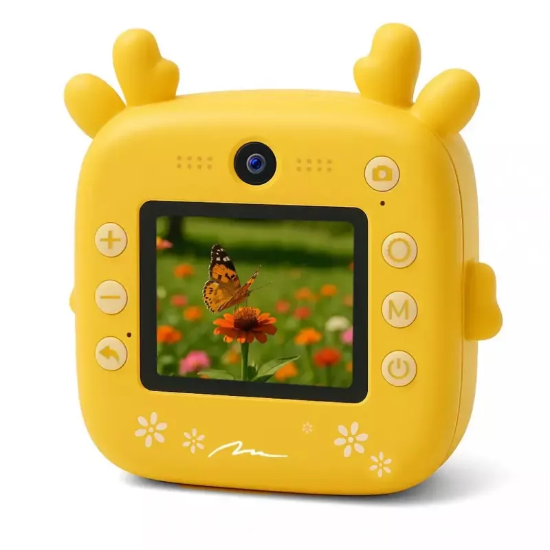 Máquina fotográfica digital para criança MEDIA-TECH SNAPI MT4108 — 8 MP interpolados, LCD 1280x720, 1000 mAh, USB-C, slot microSD, amarelo