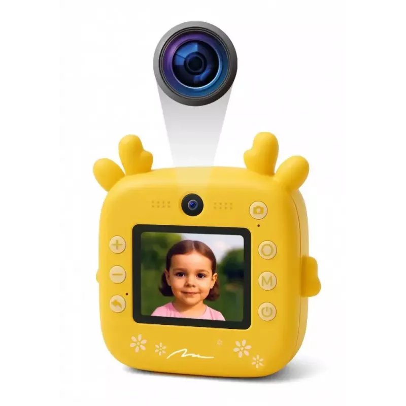 Máquina fotográfica digital para criança MEDIA-TECH SNAPI MT4108 — 8 MP interpolados, LCD 1280x720, 1000 mAh, USB-C, slot microSD, amarelo