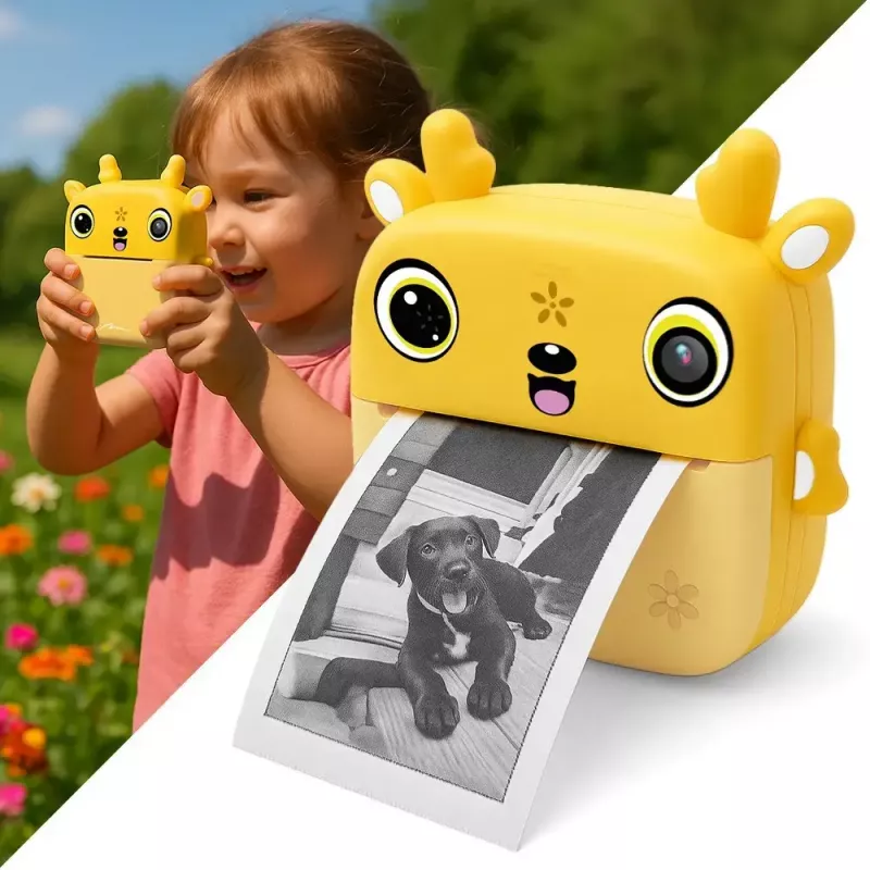 Máquina fotográfica digital para criança MEDIA-TECH SNAPI MT4108 — 8 MP interpolados, LCD 1280x720, 1000 mAh, USB-C, slot microSD, amarelo