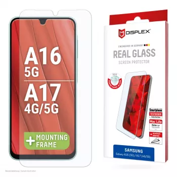 Proteção de ecrã Displex (10H) para Samsung Galaxy A17 (4G/5G)/A16, moldura de montagem Eco, resistente a riscos