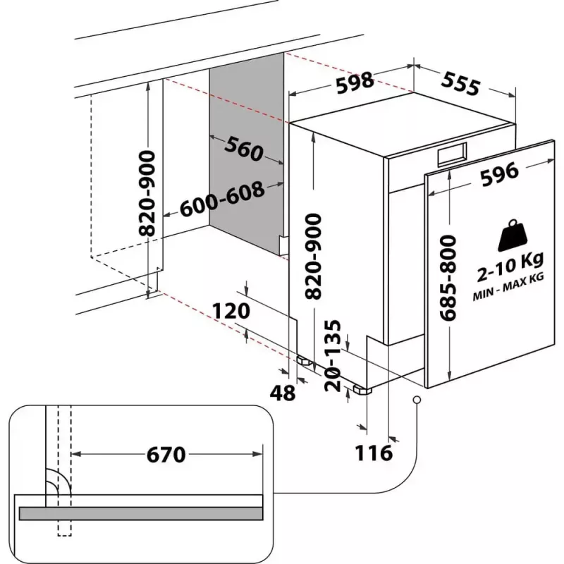 Máquina de lavar loiça de encastrar WHIRLPOOL WIP 4T133 PE S — 14 conjuntos de louça, 60 cm, 43 dB, classe energética D