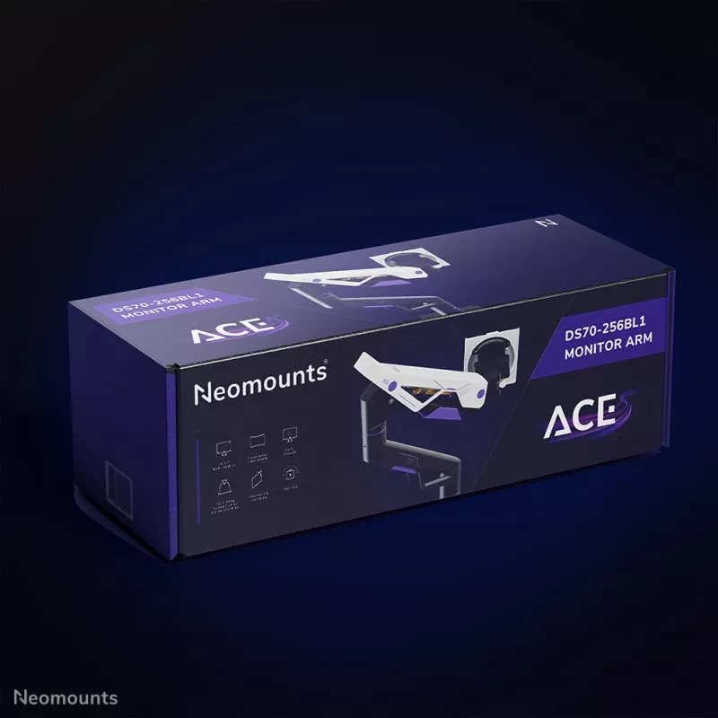 Braço para monitor gaming Neomounts DS70-256BL1 para ecrãs de 24–57