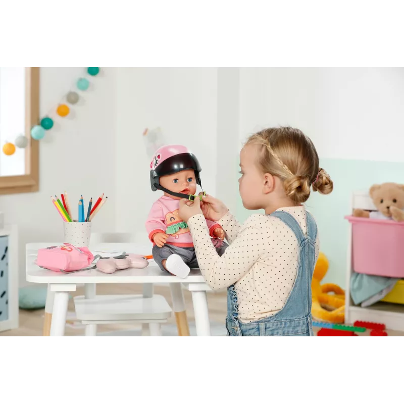 Zapf Creation BABY born 835937 E-Scooter capacete para boneca, 43 cm, rosa/preto, 3+