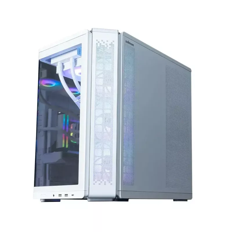 Caixa de PC ZALMAN P60 Mid-Tower com 5 ventoinhas ARGB, branco