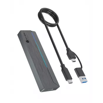 Caixa para SSD M.2 SATA/NVMe ICY BOX com USB 3.2 Gen 2 Type-C e iluminação RGB