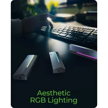 Caixa para SSD M.2 SATA/NVMe ICY BOX com USB 3.2 Gen 2 Type-C e iluminação RGB