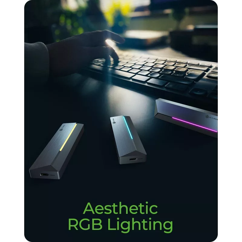 Caixa para SSD M.2 SATA/NVMe ICY BOX com USB 3.2 Gen 2 Type-C e iluminação RGB