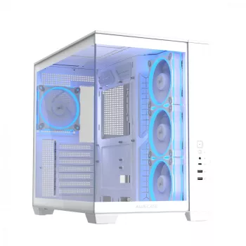 Caixa de PC ASUS A32 PLUS/WT/TG/ARGB Mid Tower, branco, ATX, vidro temperado, ARGB, USB-C, suporta GPUs até 420 mm