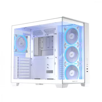 Caixa de PC ASUS A32 PLUS/WT/TG/ARGB Mid Tower, branco, ATX, vidro temperado, ARGB, USB-C, suporta GPUs até 420 mm
