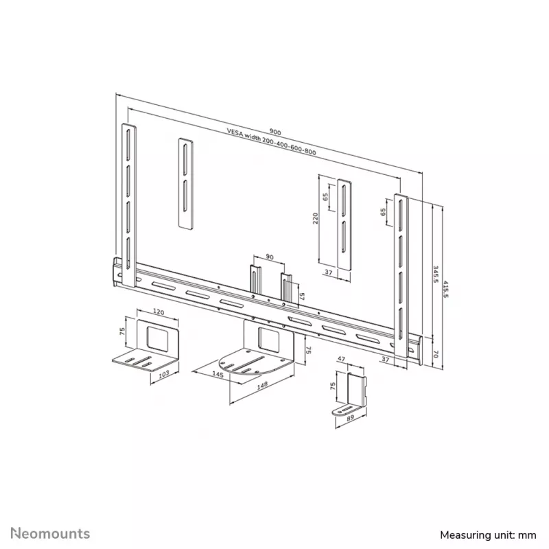 Kit de prateleira para câmara PTZ/UC Neomounts AV50-500BL 43-110 polegadas - VESA - máx. 5 kg - universal