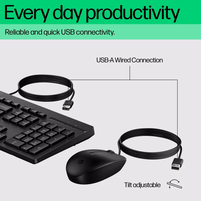 Rato HP 225 Conjunto de rato e teclado com fio G2 USB