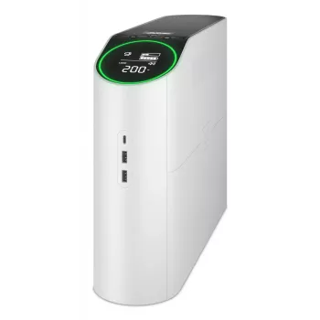 APC Back-UPS Pro, 2200VA/1320W, Torre, 230V, 4 saídas Schuko e 2 saídas IEC C13, iluminação RGB, onda sinusoidal pura, Arctic (branco)