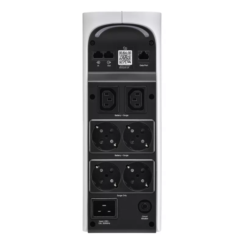 APC Back-UPS Pro, 2200VA/1320W, Torre, 230V, 4 saídas Schuko e 2 saídas IEC C13, iluminação RGB, onda sinusoidal pura, Arctic (branco)