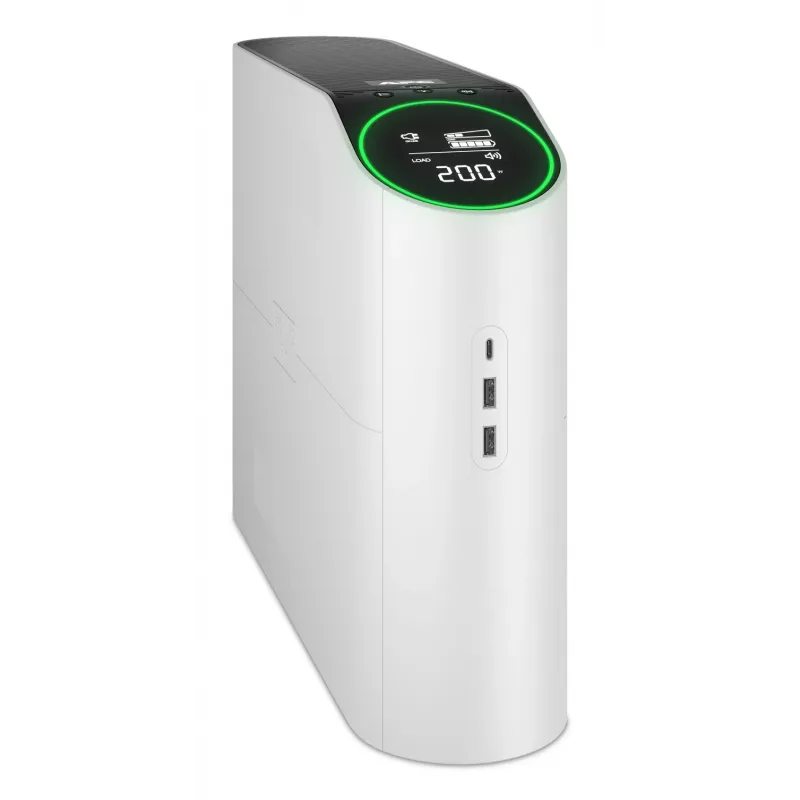 APC Back-UPS Pro, 2200VA/1320W, Torre, 230V, 4 saídas Schuko e 2 saídas IEC C13, iluminação RGB, onda sinusoidal pura, Arctic (branco)
