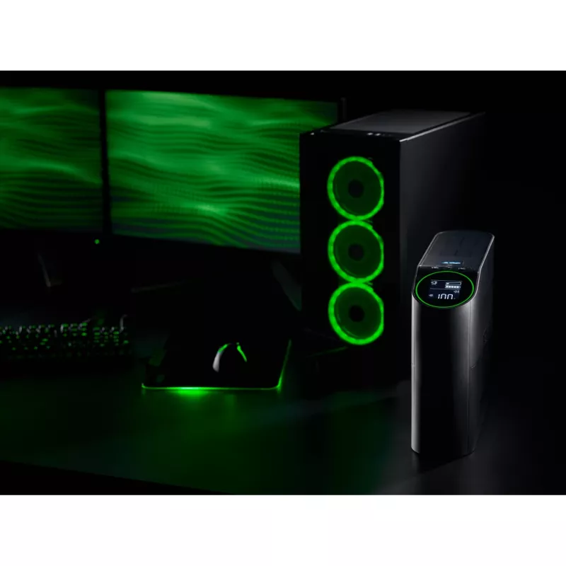 APC Back-UPS Pro, 2200VA/1320W, Torre, 230V, 4 saídas Schuko e 2 saídas IEC C13, iluminação RGB, onda sinusoidal pura, Arctic (branco)