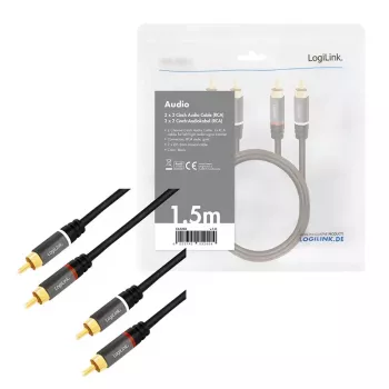Cabo de áudio LogiLink CA1203 1,5 m 2x RCA preto