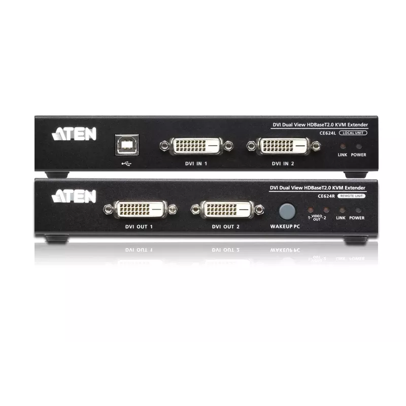 Extensor KVM ATEN USB 2.0 DVI Dual View HDBaseT 2.0 com áudio e RS232 (150 m)