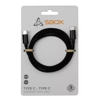 Cabo SBOX USB Type-C -> USB Type-C M/M 1M preto 60W