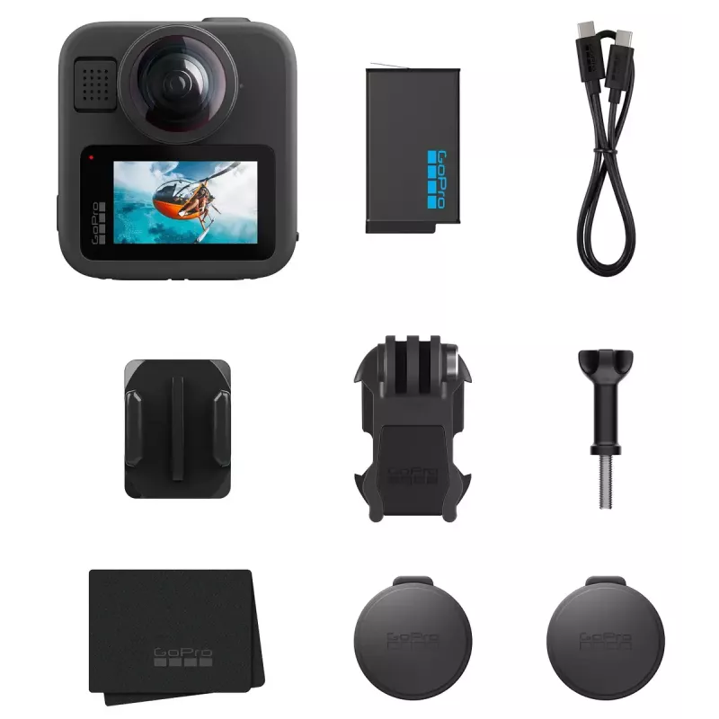 Action cam GoPro MAX 2 – 29,5 MP, vídeo 8K Ultra HD a 100 fps, GPS, Wi‑Fi, LCD integrado