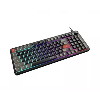 Teclado MSI Forge GK110 – tamanho completo (100 %), USB com fios, QWERTY US-Englisch, membrana, retroiluminação RGB, 97 teclas, preto