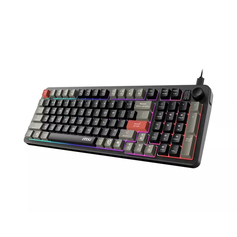 Teclado MSI Forge GK110 – tamanho completo (100 %), USB com fios, QWERTY US-Englisch, membrana, retroiluminação RGB, 97 teclas, preto