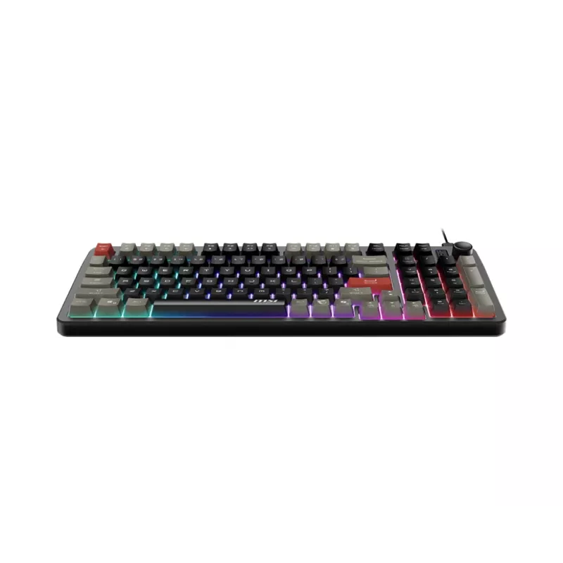 Teclado MSI Forge GK110 – tamanho completo (100 %), USB com fios, QWERTY US-Englisch, membrana, retroiluminação RGB, 97 teclas, preto